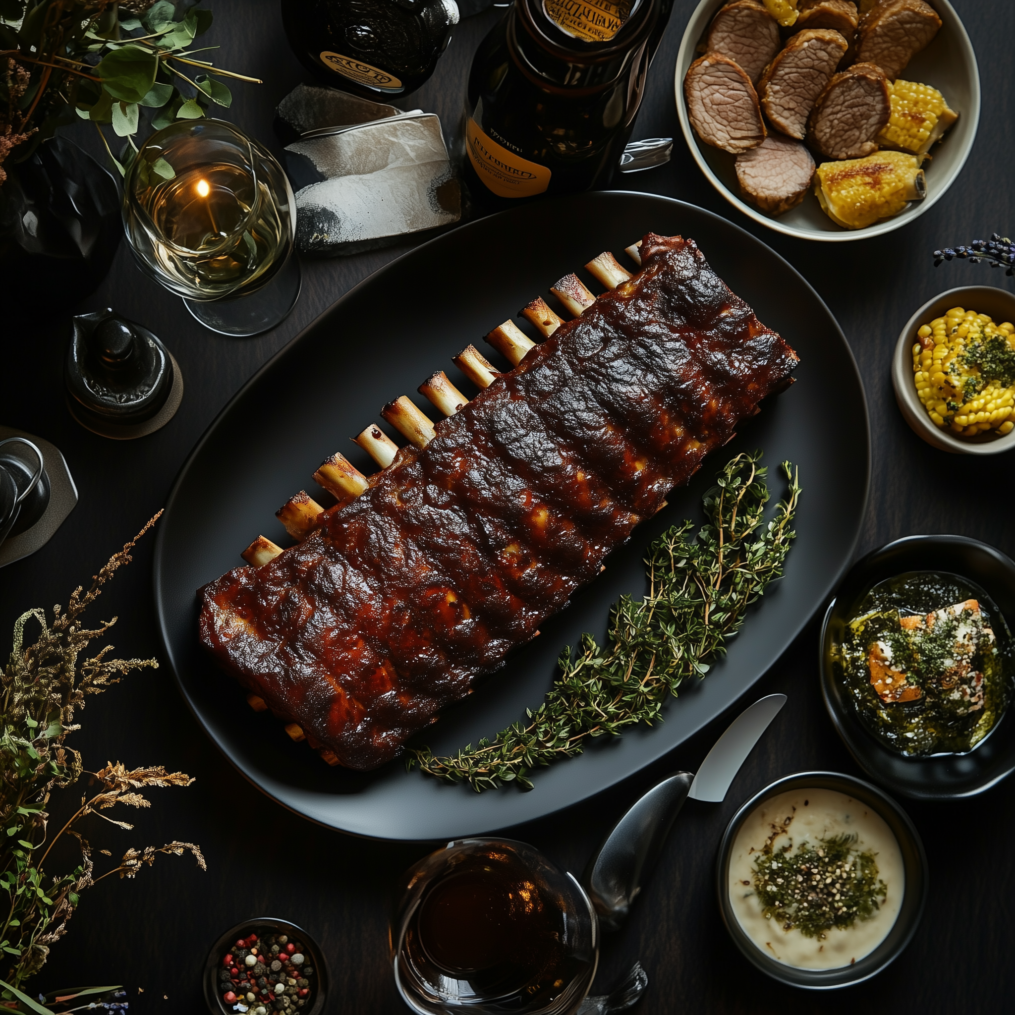 karyna101912_ultra_realistic_photo_baked_cut_ribs_lying_on_a_pl_0bae43ab-2677-4ae3-ab3d-ac62e1b64a5f